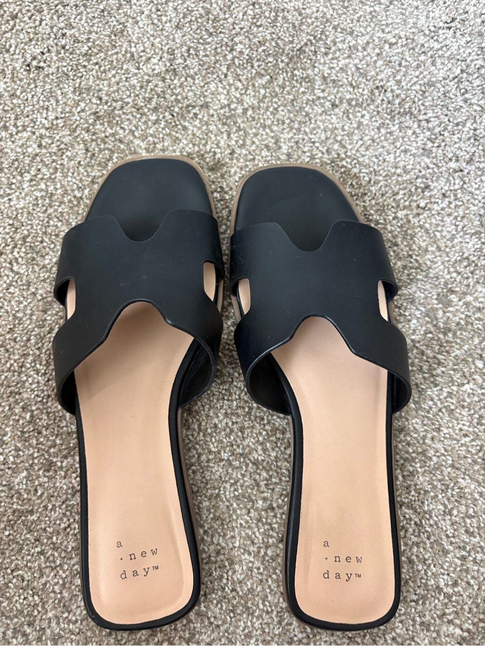 Black Square Toe Slide Sandals — a new day Target